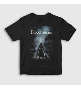 Presmono Unisex Çocuk Siyah Poster The Hunter Bloodborne T-Shirt 551037tt