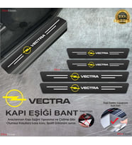 Ope l Vectra Logolu Karbon Kapı Eşiği Koruyucu Suni Deri 4'lü Set