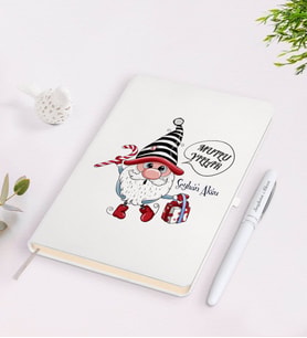 BK Gift Kişiye Özel Yılbaşı Mutlu Yıllar Tasarımlı Beyaz Defter ve Kalem Seti - 12