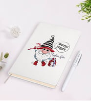 BK Gift Kişiye Özel Yılbaşı Mutlu Yıllar Tasarımlı Beyaz Defter ve Kalem Seti - 12