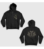 Presmono Unisex Siyah Wings Swallow The Sun Sırt Baskılı Fermuarlı Kapüşonlu Sweatshirt 530413tt