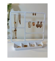 Şık Masaüstü Takı Düzenleyici, Bölmeli Küpe ve Yüzük Organizer (20x18 cm)