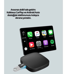 Bluetooth 5.0 Kablosuz Android Auto Araç İçi Adaptör Yeni Nesil