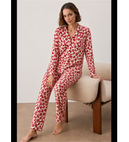Night Kadın Gömlek Yakalı Uzun Kollu Pijama Seti