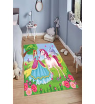 Dijital Baskılı Kaymaz Taban Yıkanabilir Kolay Temizlenir Modern Çocuk Odası Halısı NDÇ-HP-631 (Yeşil)