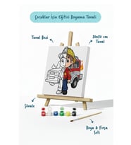İtfaiyeci Boyama Tuvali – Şövaleli Boya Seti 20x20