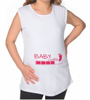 BK Gift Baby Loading Tasarımlı Beyaz Sıfır Kol Hamile Tişört-1, Hamile Giyim, Eşe Hediye