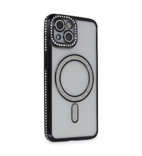 Apple İphone 13 Kılıf Joke Simli Magneticsafe Kılıf - Siyah