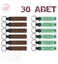 A Kahve & Yeşil, Sevdiğiniz Kişilere Doğum Günü Anısı, 30'lu Set, Mesajlı Kişiye Özgü Anahtarlık