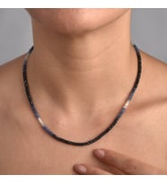 14 Ayar Altın Kaplama Gölgeli Mavi Gerçek Safir Taşlı Gümüş Kolye - NGS00105 (Gold)