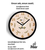 İsme Özel Gözlüklü Kaykaylı Ördek Çocuk Odası Duvar Saati Orta Boy 30 cm Siyah Camlı Sessiz
