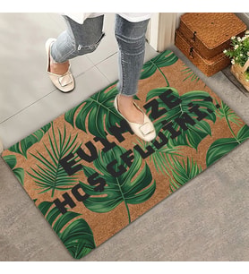 Valerine Life Yeşil Yapraklar Evimize Hoş Geldiniz Kapı Önü Paspası 45x70cm