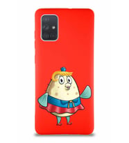 Samsung Galaxy A71 Soft Premier Kapak Bayan Puff Tasarımlı Silikon Kılıf - Kırmızı (Şeffaf)