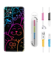 INFINIX Note 11 Pro Note 10 Hot 9 Play Kılıf Kablo Koruma Spiral Silikon Neon Cats 1790