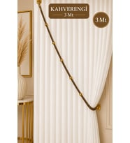Kahverengi Kruvaze Perde Tavan Korniş Bağlama Halatı - Gold Detaylı - Perde Süsü - 3 Metre - 1 Adet