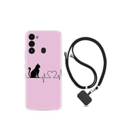 Spark 8c Kılıf Ipli Boyun Askılı Desenli Silikon Pink Cat Heart 1303