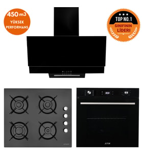 Eminçelik ve AFM TECH Markalı / Delta Dijital Turbolu Siyah  Ankastre Set (12 225 + FM7700+ FM3250)
