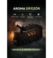 Buhar Efektli Zırhlı Tren Tasarımlı Aromaterapi Hava Nemlendirici – LED Işıklı, Sessiz ve USB Şarjlı