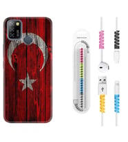 INFINIX Smart 4 5 6 Zero 8 S5 Pro Kılıf Kablo Koruma Spiral Silikon Şanlı Türk Bayrağı 2 1317