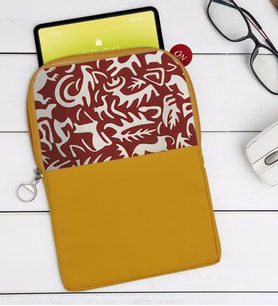 BK Gift Retro Motif Tasarımlı Taşınabilir Koruyucu Tablet Kılıfı & Organizer Çanta - Sarı-3