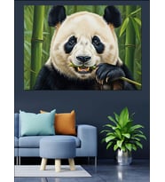 Bambu Yiyen Panda Dekoratif Kanvas - Mdf Ahşap Tablo