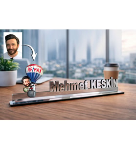 Kişiye Özel Emlak Danışmanı Karikatürlü 30 cm Ayna Pleksi Masaüstü İsimlik - Emlak Danışmanı Hediyesi İş Arkadaşına ve Meslek Sahibine Hediye