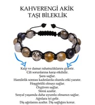 Sertifikalı Ham Işlenmemiş Damarlı Kahverengi Akik Taşı Bileklik (Çok Renkli)