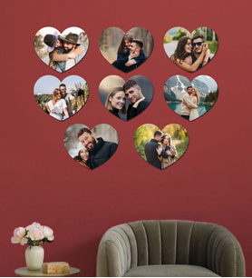 Kişiye Özel 8 Fotoğraflı Kalp Mdf Tablo