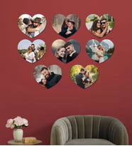 Kişiye Özel 8 Fotoğraflı Kalp Mdf Tablo