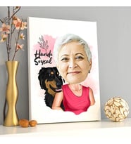 Köpekli Anne Karikatürlü Kanvas Tablo