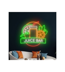 JUICE BAR Yazılı ve Şekilli Neon Tabela