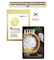 3 Katmanlı Gold Göz Maske ve Gözenek Bakımı Yapan, Canlandıran, %100 Pamuk Kefir Maske Seti