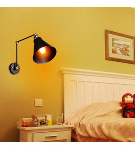 RİOLİGHT RETRO,RUSTİK,VİNTAGE SİYAH 1XE27 DUYLU MAFSALLI1 HAREKETLİ BAŞLIK YATAK BAŞI DUVAR APLİK