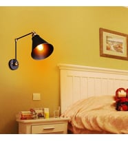 RİOLİGHT RETRO,RUSTİK,VİNTAGE SİYAH 1XE27 DUYLU MAFSALLI1 HAREKETLİ BAŞLIK YATAK BAŞI DUVAR APLİK