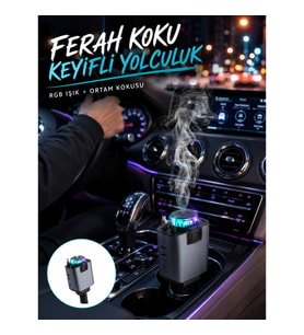 Mey İthalat® Araç Çakmak Girişli Şarj Cihazı Nemlendirici ve Aromaterapi Özellikli Yeni Nesil