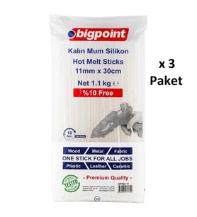 Bigpoint Mum Çubuk Silikon Kalın 11mm x 30cm (1.1 Kilogram) x 3 Paket