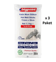 Bigpoint Mum Çubuk Silikon Kalın 11mm x 30cm (1.1 Kilogram) x 3 Paket