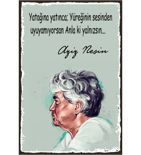 Aziz Nesin Temalı Ahşap Tablo / Poster