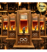 Logonuza Özel 5 Adet LED Işıklı Premium Ahşap İçecek Dispenseri 70 cl Kurumsal Set