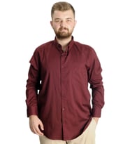 Mode XL Büyük Beden Erkek Gömlek U.Kol Cepli Oxford 20366 Bordo