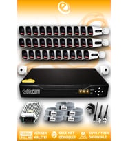 Elitcam 32 Kameralı Zebra 32 Dış Kamera Set HDD'siz 5 MP Full HD Gece Görüşlü Güvenlik Kamerası Sistemi