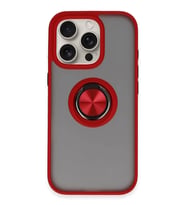 Newface Apple iPhone 16 Pro Kılıf Montreal Yüzüklü Silikon Kapak - Kırmızı