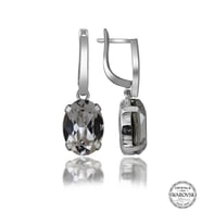 Swarovski Crystal Taşlı Gümüş Beyaz Oval Sallantılı Kadın Küpe