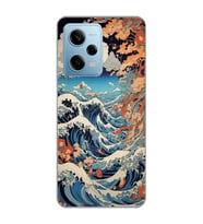 Redmi Note 12 Pro 5G Uyumlu Kanagawa Dalga Desenli Şeffaf Telefon Kılıfı