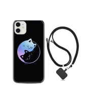 Apple Iphone 11 Kılıf Silikon Desen Boyun Askılı Love Cats 1604