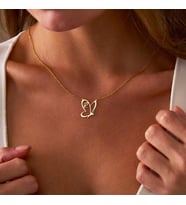 Kişiye Özel 925 Ayar Gümüş Minimal Kelebek Harf Kolye (Gold)