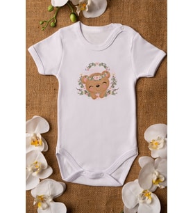 Kız Bebek Baby Ayı Baskılı Beyaz Çıtçıtlı Body