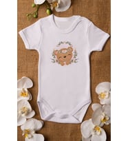 Kız Bebek Baby Ayı Baskılı Beyaz Çıtçıtlı Body