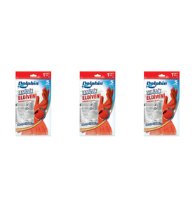 Dolphin Lateks Bulaşık Temizlik Eldiveni - Kırmızı - Small Boy ( Küçük ) - 7-7,5 - 3 Paket