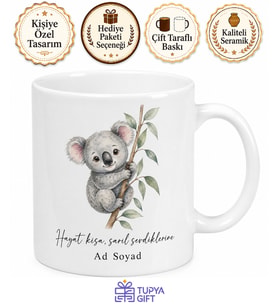 Koala Figürlü Sevimli Tasarım Baskılı Kupa Bardak Hediye Porselen Mug